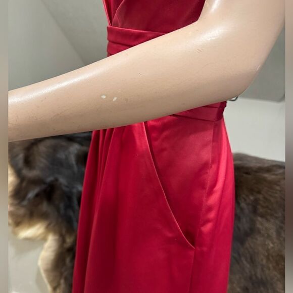 Burgundy Elegant Strapless Soft Satin Maxi Dress - Picture 4 of 9